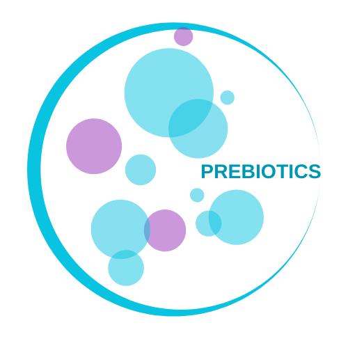 A circle with colored dots inside representing PREBIOTICS