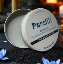 Purefill Model applying bod balm to whole body .